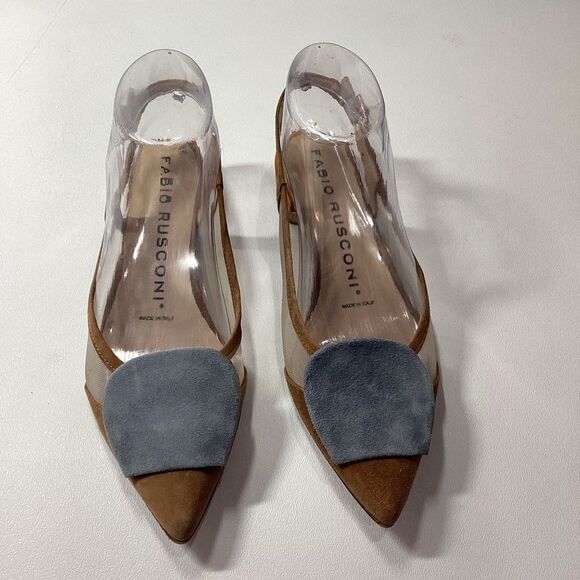 Fabio Rusconi Yoshie Suede Ballet Flats Brown Blue Leather Women’s EU 37.5 - Picture 2 of 16